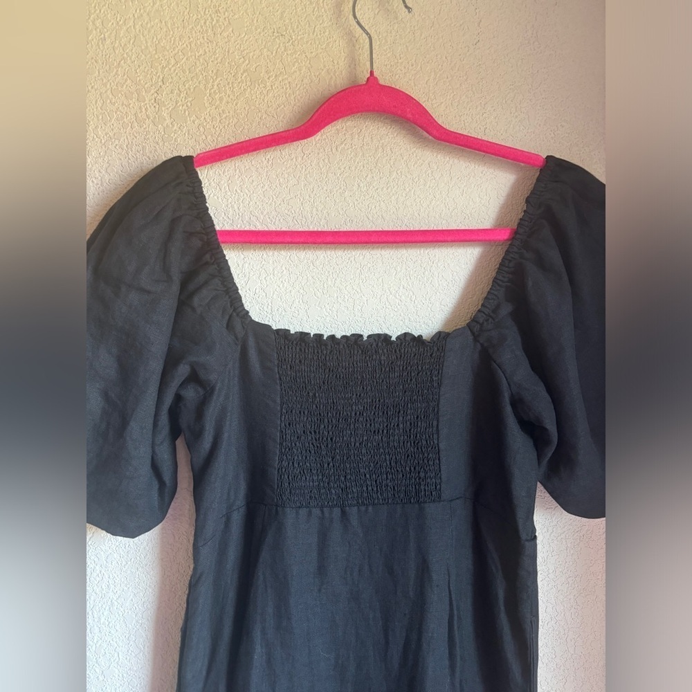 NWT Boden Black 100% Linen Short Sleeve Halter Neck Cutout Column Midi Dress 6 - Picture 5 of 12